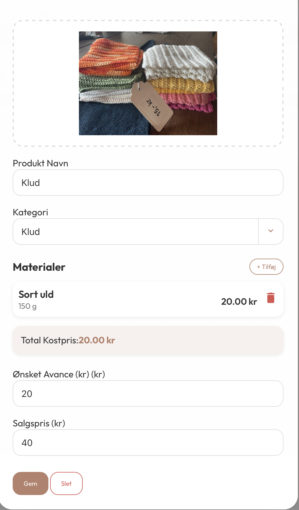 Opret Produkt
